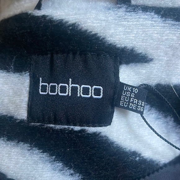 Boohoo Zebra Belted Wool Look Coat - Picture 12 of 15